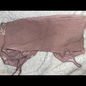 American Eagle pink embroidered knot crop top